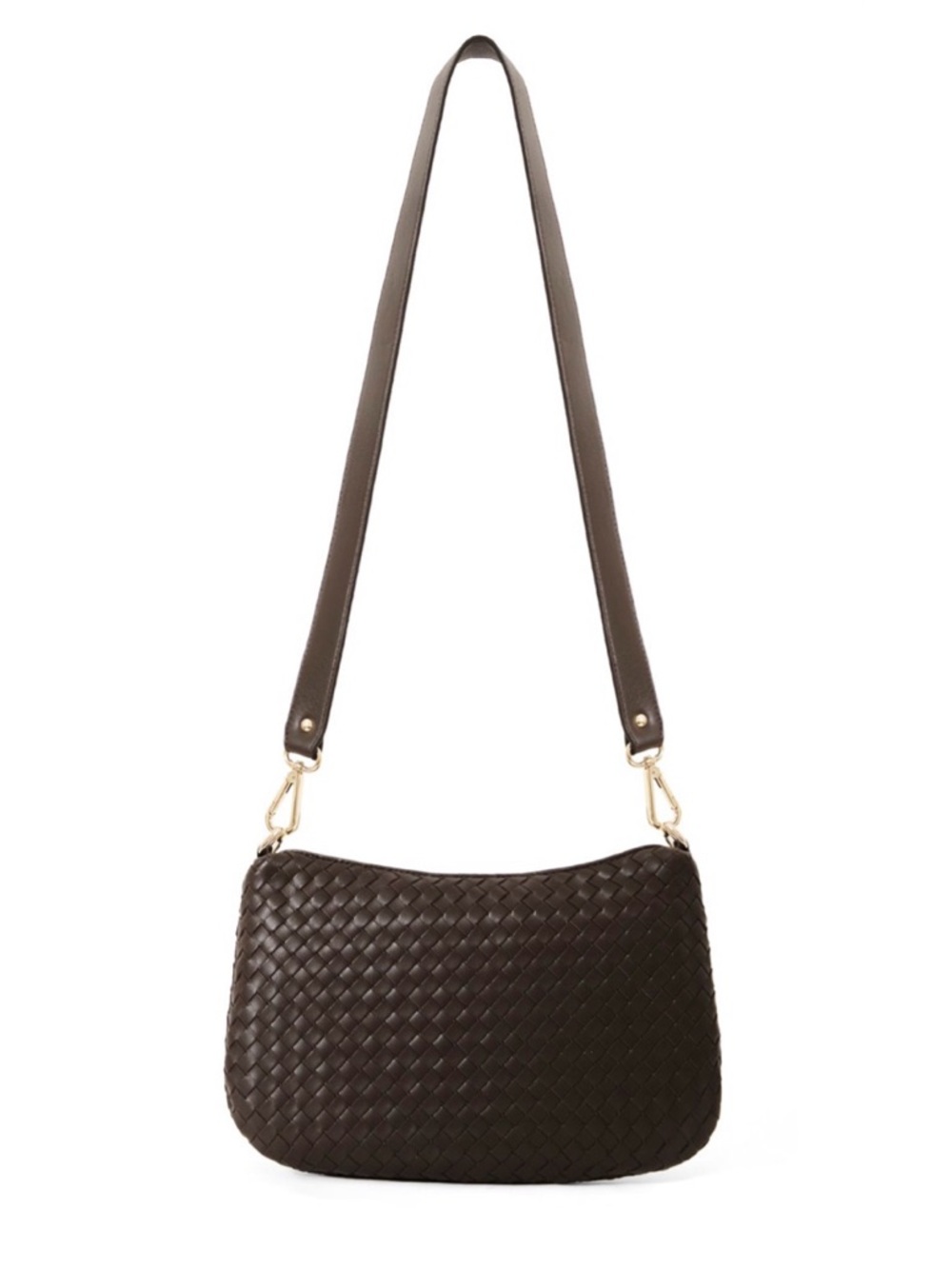 Milaner Italia Belinda Woven Crossbody Bag Chocolate Brown Leather